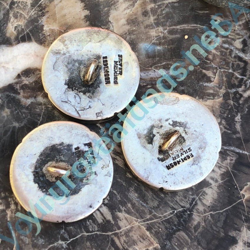 Mid-Century Modern Sterling Silver Buttons , Set of 3 Yourgreatfinds