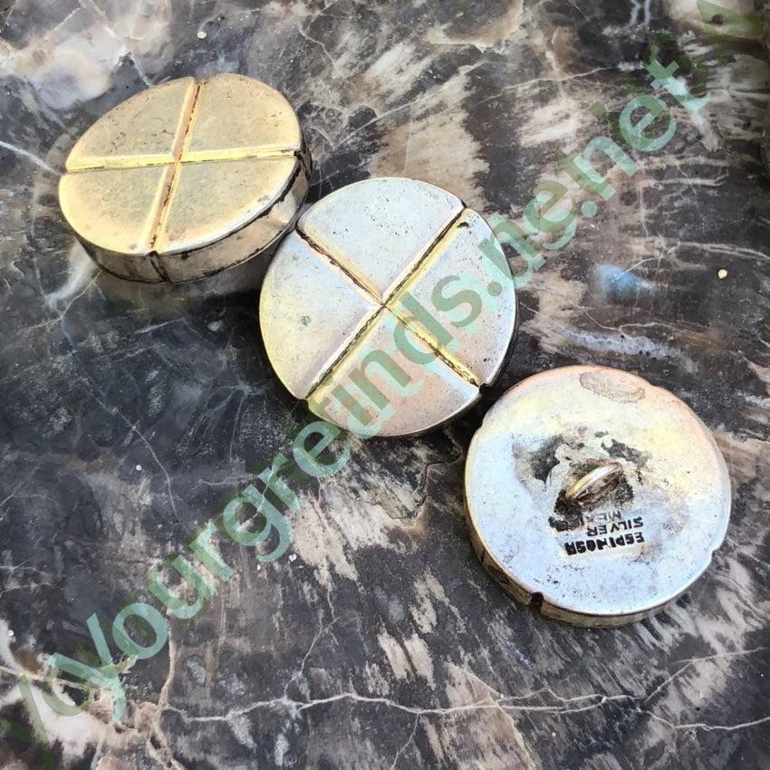 Mid-Century Modern Sterling Silver Buttons , Set of 3 Yourgreatfinds