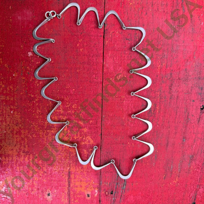 Mid-Century Modern Sterling Silver Zig Zag Necklace necklace