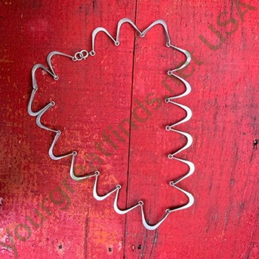 Mid-Century Modern Sterling Silver Zig Zag Necklace necklace