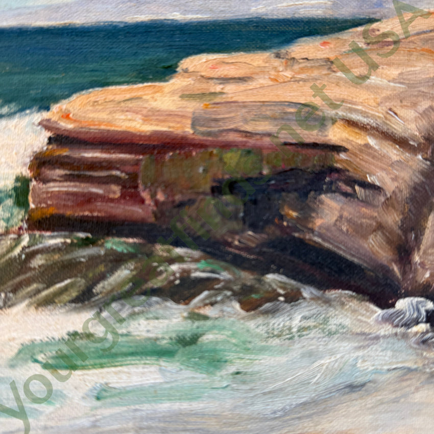 Mid-Century Original Acrylic Painting Crashing Waves Bn Knoles Painting