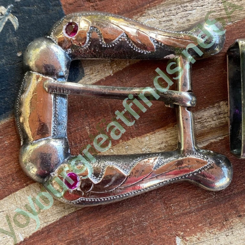 Mid-Century Solid Sterling Silver Ranger Buckle Set Mexico Yourgreatfinds