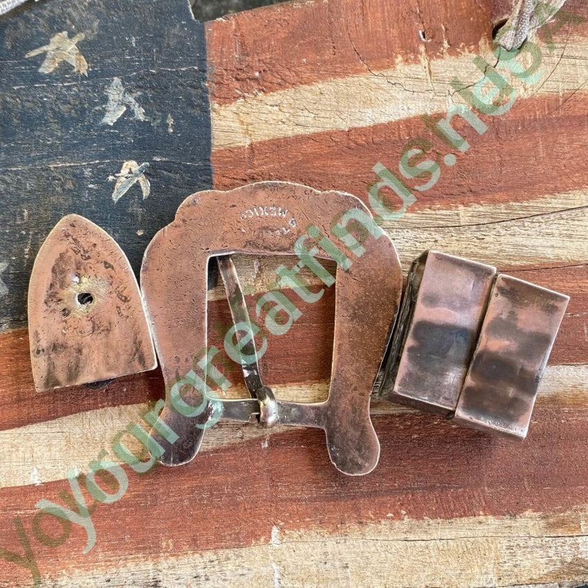 Mid-Century Solid Sterling Silver Ranger Buckle Set Mexico Yourgreatfinds