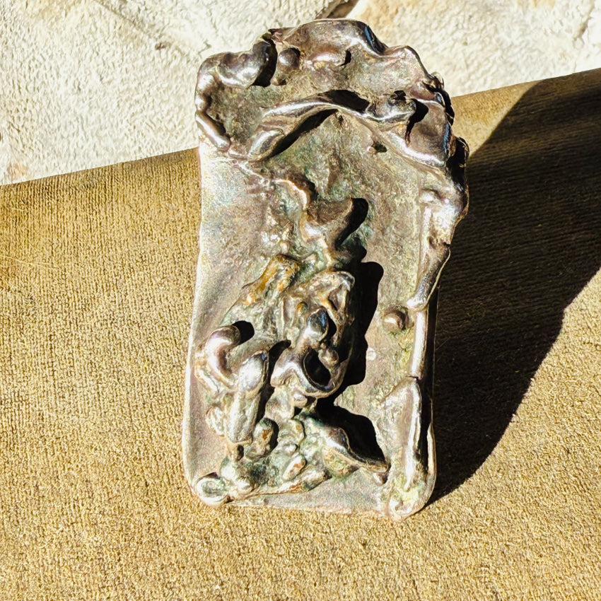 Mid-Century Sterling SIlver Brutalist Ring Size 8 Signed Leo ring