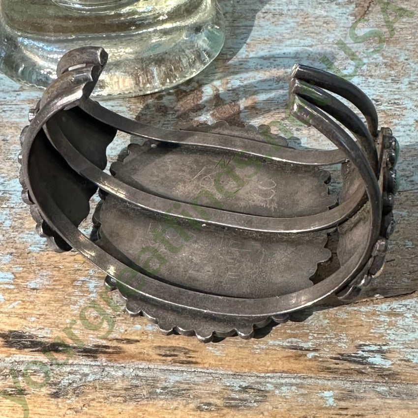 Mint Green Turquoise Rosette Watch Band Sterling Zuni Vintage