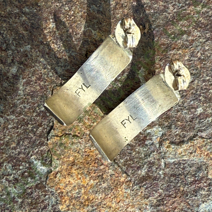 Minty Green Turquoise Inlay Hoop Earrings Lucy Yatsattie Zuni earrings