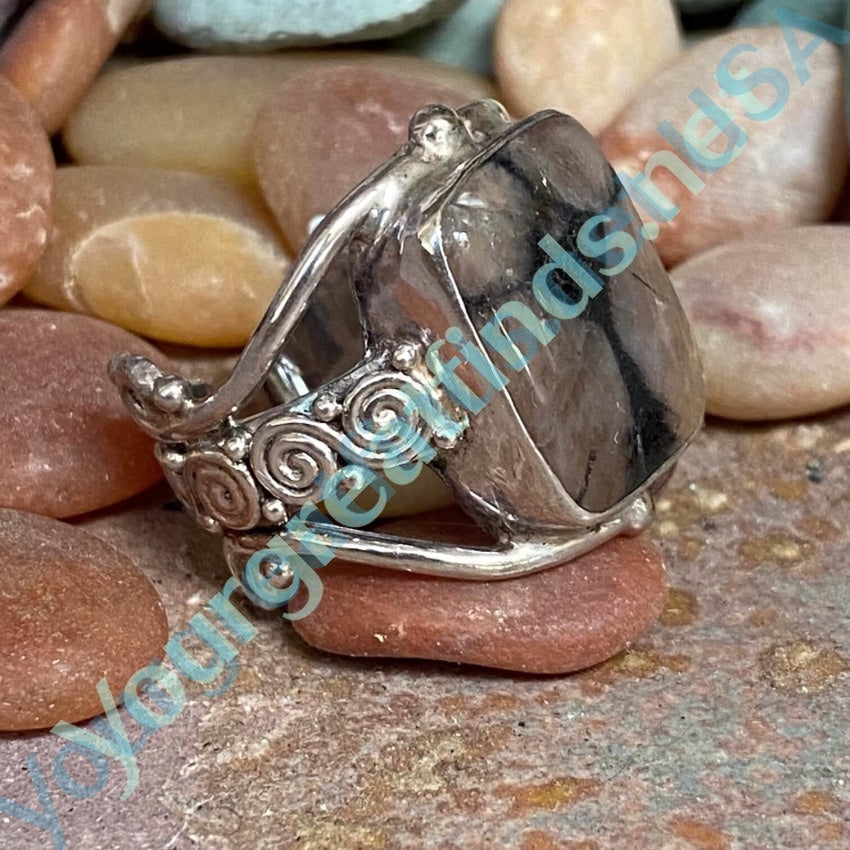 Miracle Holy Cross Agate Ring in Sterling Silver Adjustable Yourgreatfinds