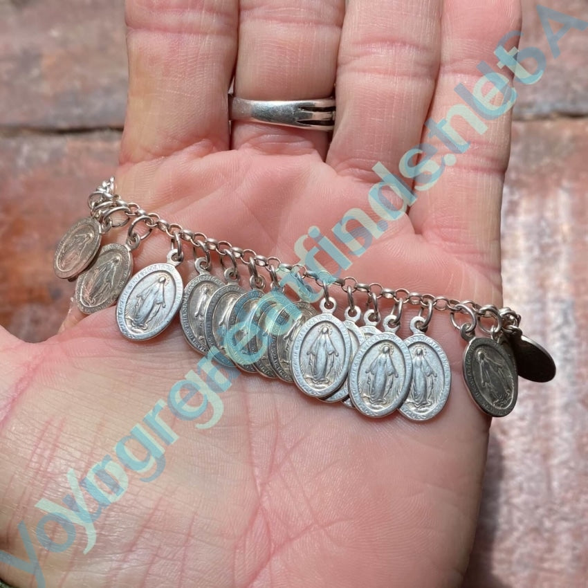 Miraculous Mary Sterling Silver Charm Bracelet Catholic Old Yourgreatfinds