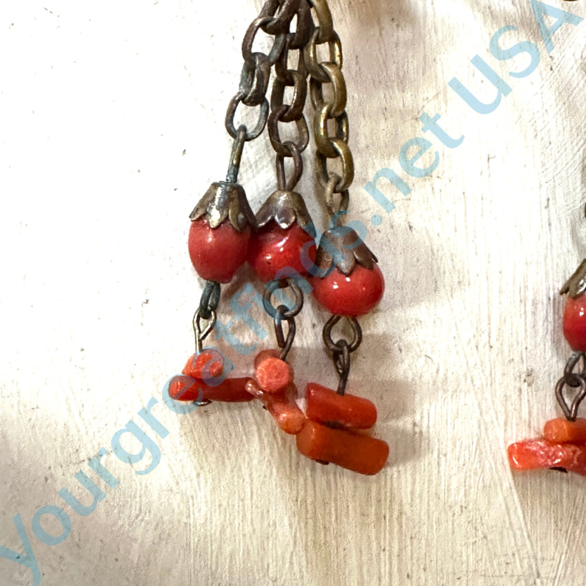 Miriam Haskell Spezzati Coral Necklace Earring Set Authentic Unsigned Necklace Earring Set