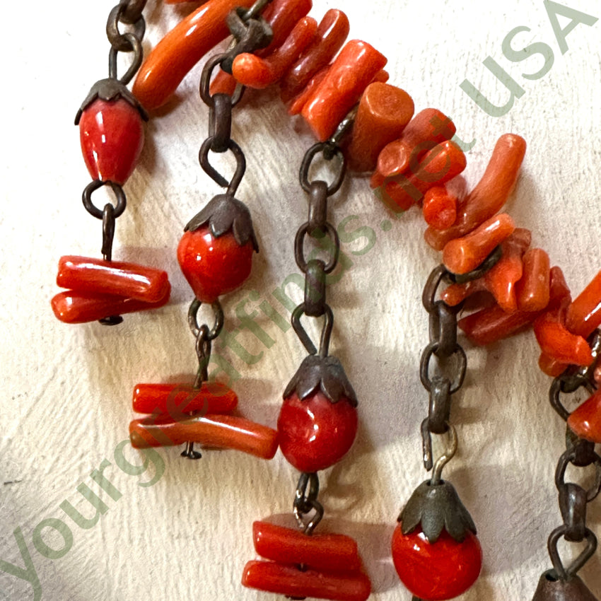 Miriam Haskell Spezzati Coral Necklace Earring Set Authentic Unsigned Necklace Earring Set