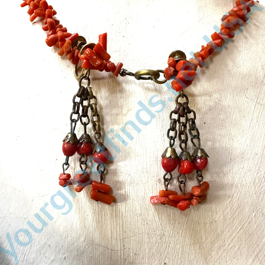 Miriam Haskell Spezzati Coral Necklace Earring Set Authentic Unsigned Necklace Earring Set