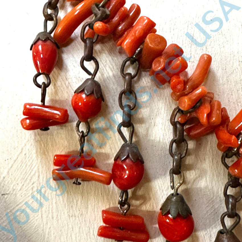 Miriam Haskell Spezzati Coral Necklace Earring Set Authentic Unsigned Necklace Earring Set