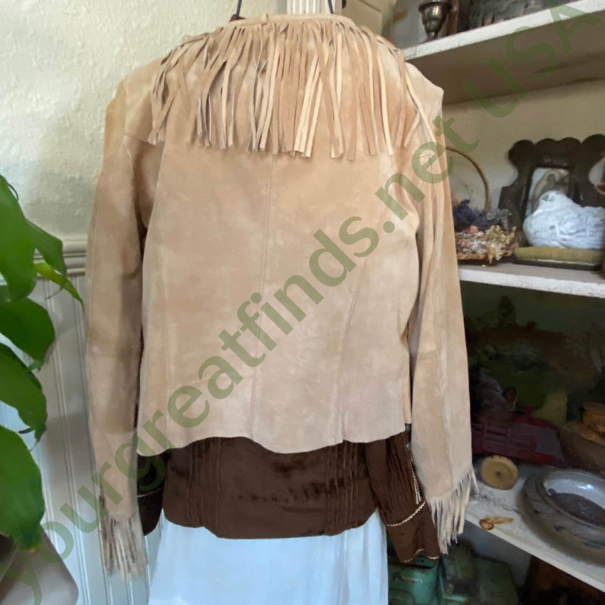 Mix It Suede Leather Fringed Jacket M