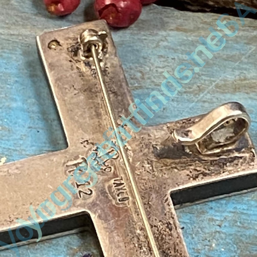 Modernist Crucifix Sterling Silver Pendant Pin Taxco Mexico Vintage Yourgreatfinds