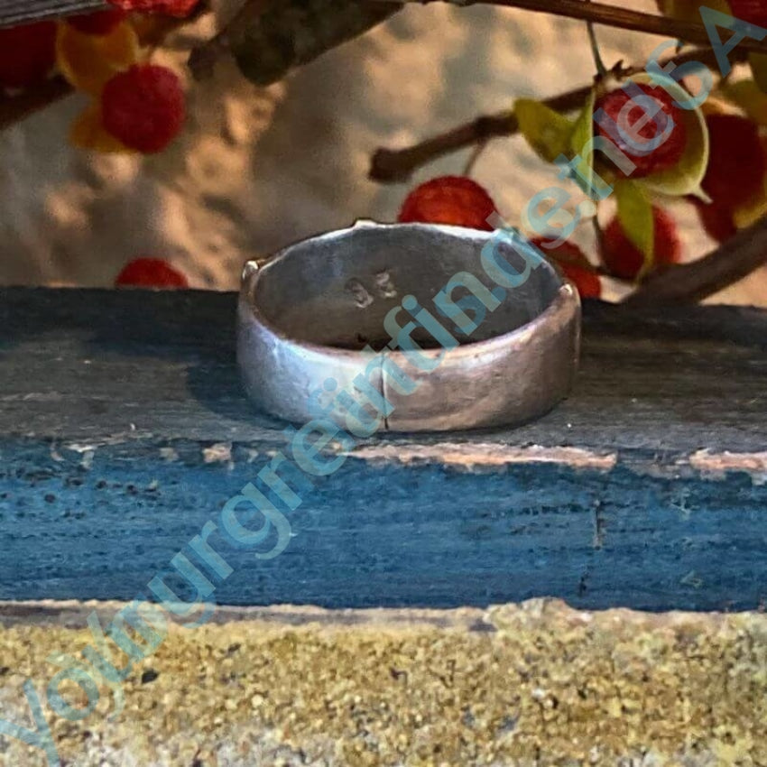 Modernist Gold Trimmed Sterling Silver Band Ring Adjustable Yourgreatfinds