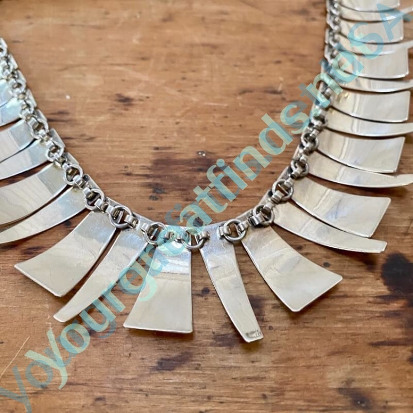 Modernist Sterling Silver Fringe Necklace Yourgreatfinds