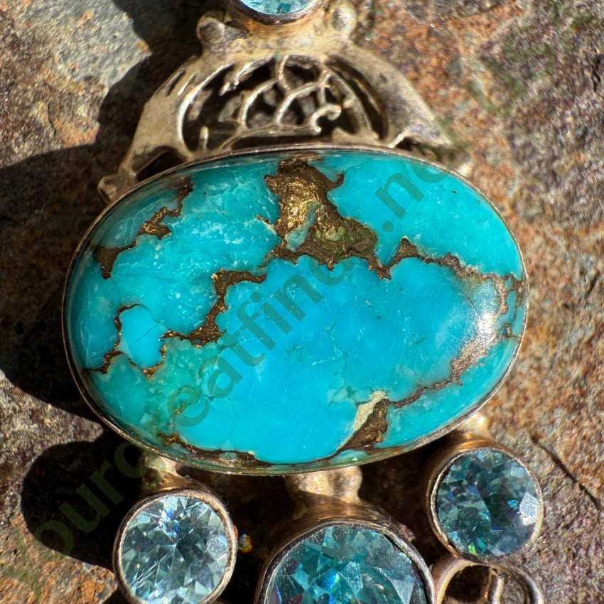 Mojave Blue Turquoise Pendant in Sterling Silver pendant