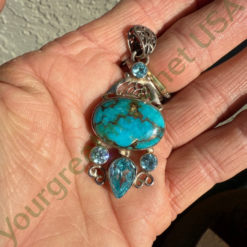 Mojave Blue Turquoise Pendant in Sterling Silver pendant