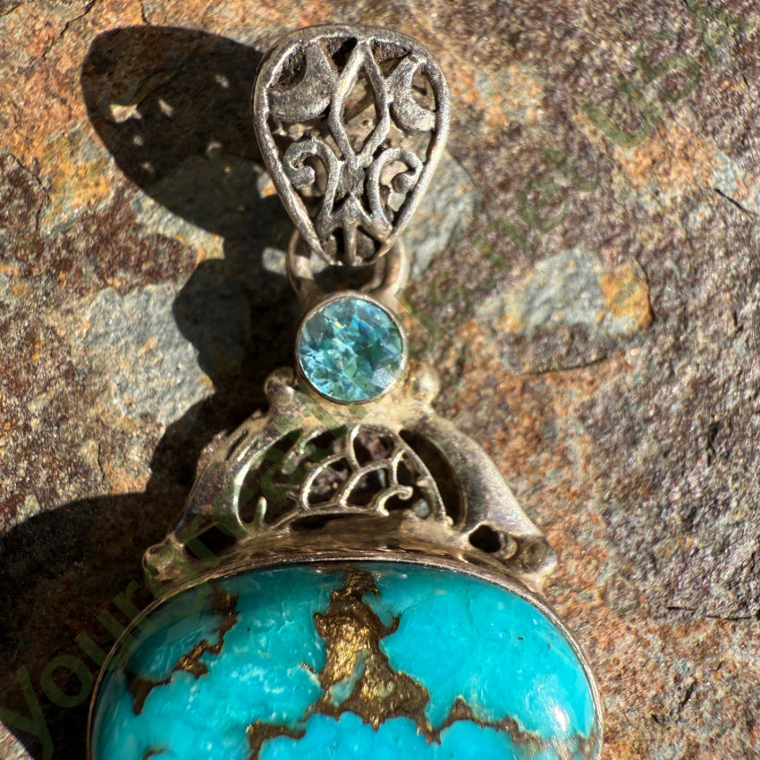 Mojave Blue Turquoise Pendant in Sterling Silver pendant