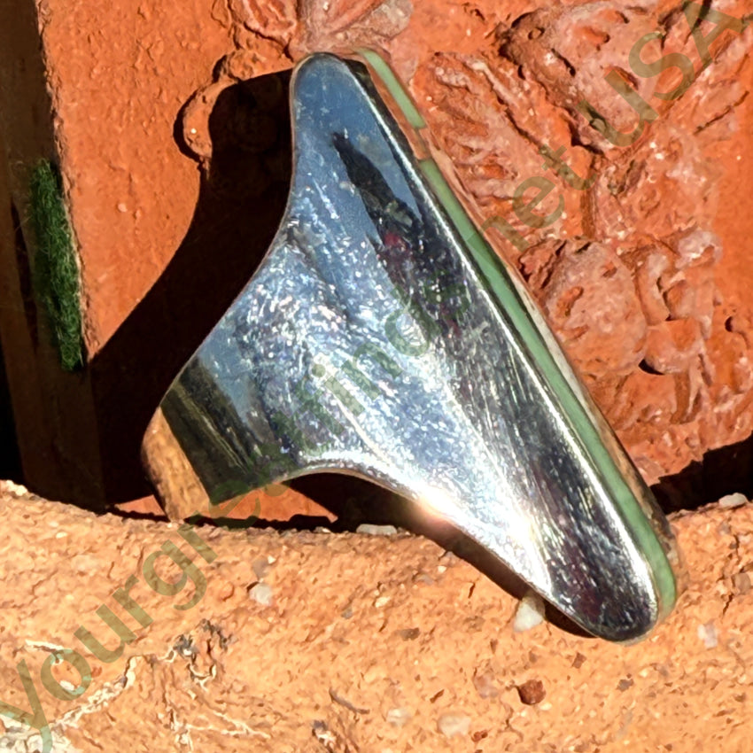 Mosernist Sterling Silver Mint Green Turquoise INaly Long Ring Size 9 1/8 ring