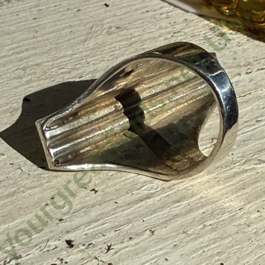 Mosernist Sterling Silver Mint Green Turquoise INaly Long Ring Size 9 1/8 ring