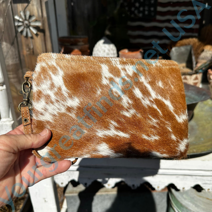 Myra Hair On Cow Hide Pochette Wristlet Leather Wristlet Purse