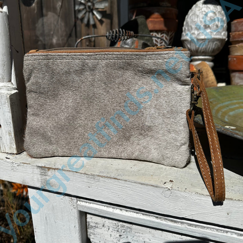 Myra Hair On Cow Hide Pochette Wristlet Leather Wristlet Purse