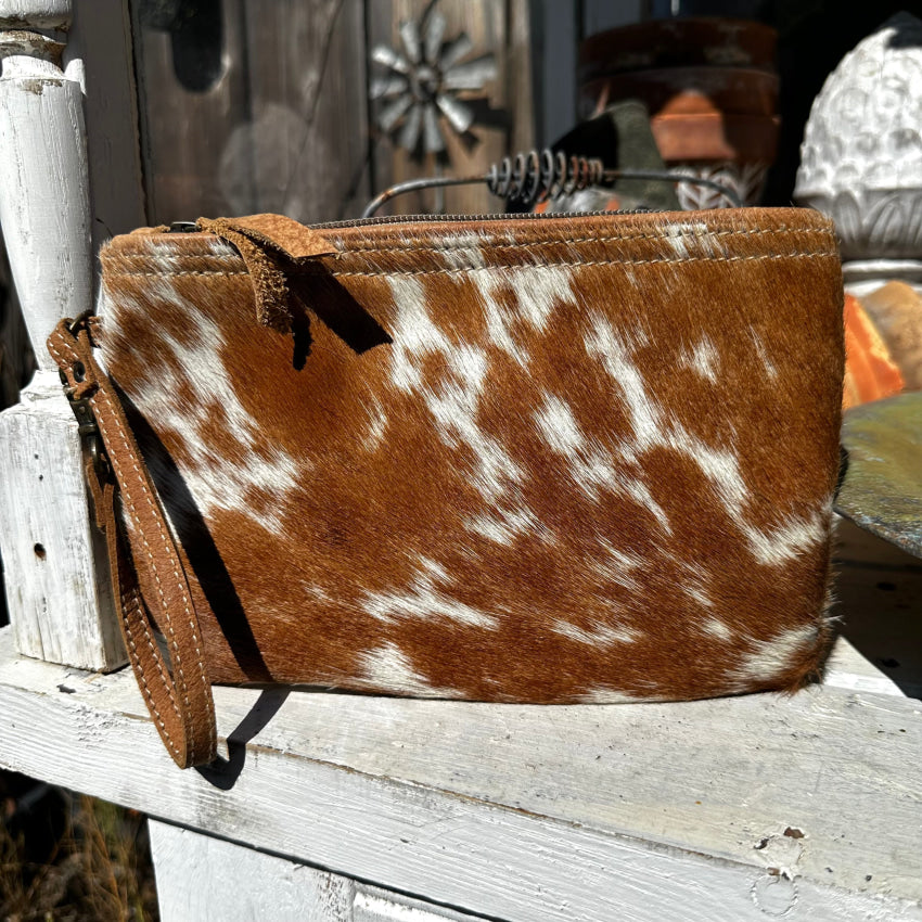 Myra Hair On Cow Hide Pochette Wristlet Leather Wristlet Purse