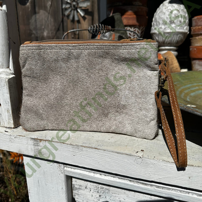 Myra Hair On Cow Hide Pochette Wristlet Leather Wristlet Purse