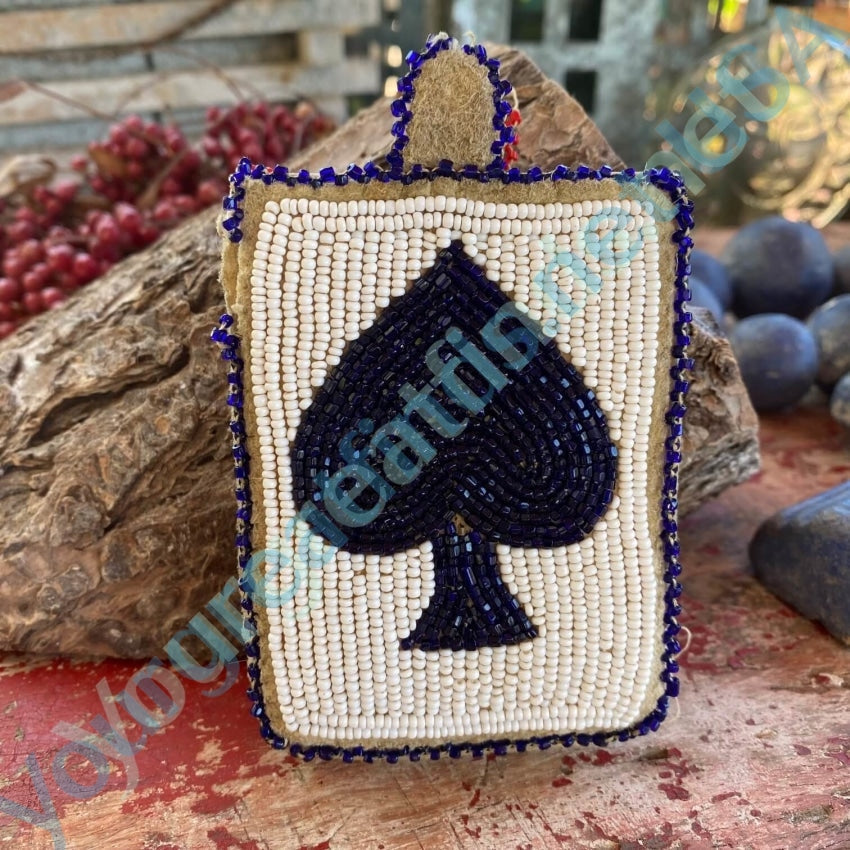 Native American Beaded Deerskin Leather Playing Card Case Yourgreatfinds