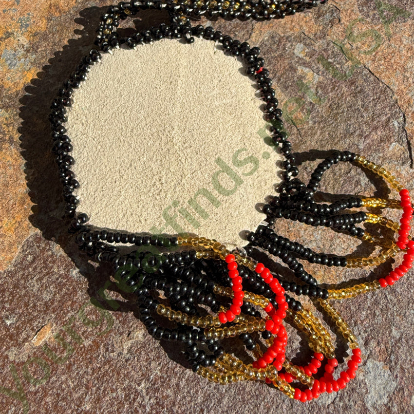Native American Seed Bead & Leather Thunderbird Necklace Necklace