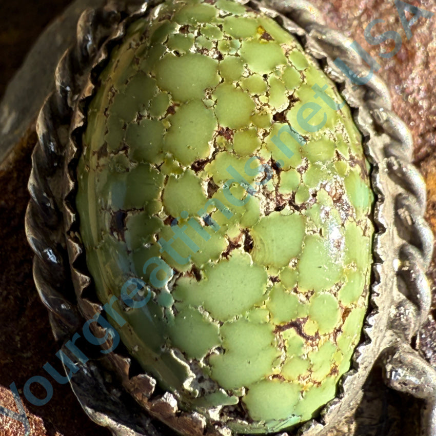 Native American Sterling Silver Green Nodule Turquoise Necklace Necklace