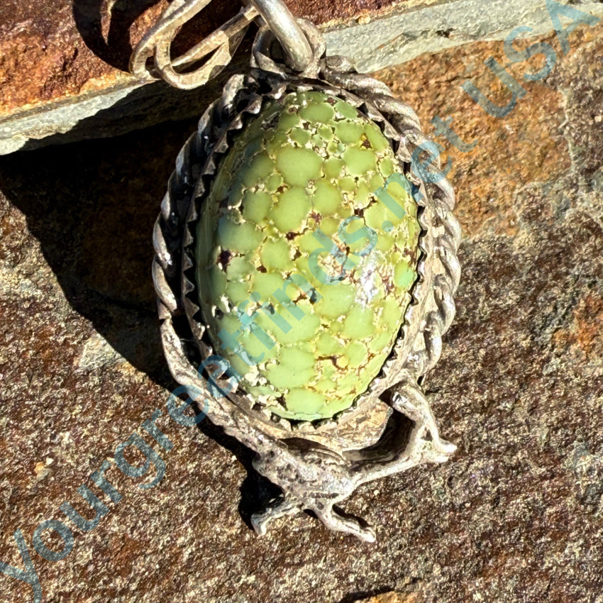 Native American Sterling Silver Green Nodule Turquoise Necklace Necklace