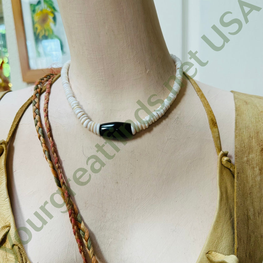 Natural High Grade Hawaiian Puka Shell Black Coral Necklace Necklace