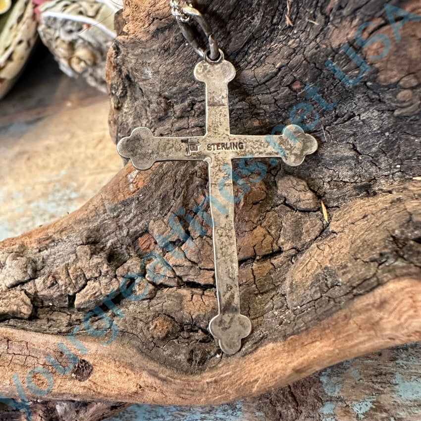 Navajo Bell Trading Post Turquoise Sterling Cross Necklace