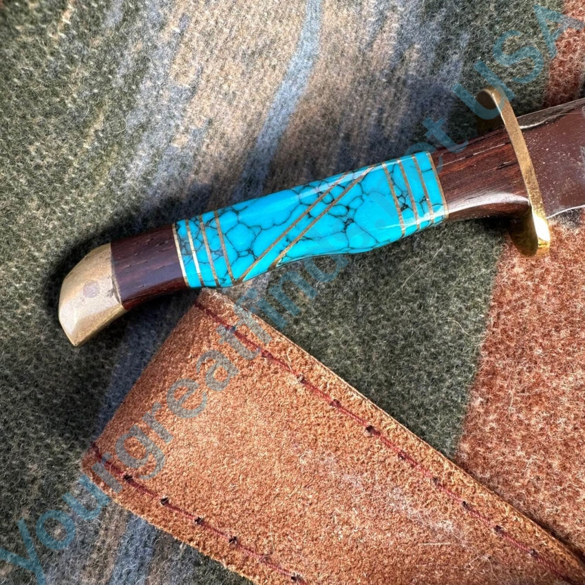Navajo Bowie Knife Turquoise Wood Handle Doris Yazzie