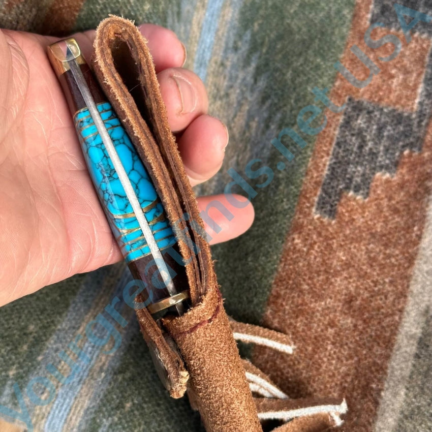 Navajo Bowie Knife Turquoise Wood Handle Doris Yazzie