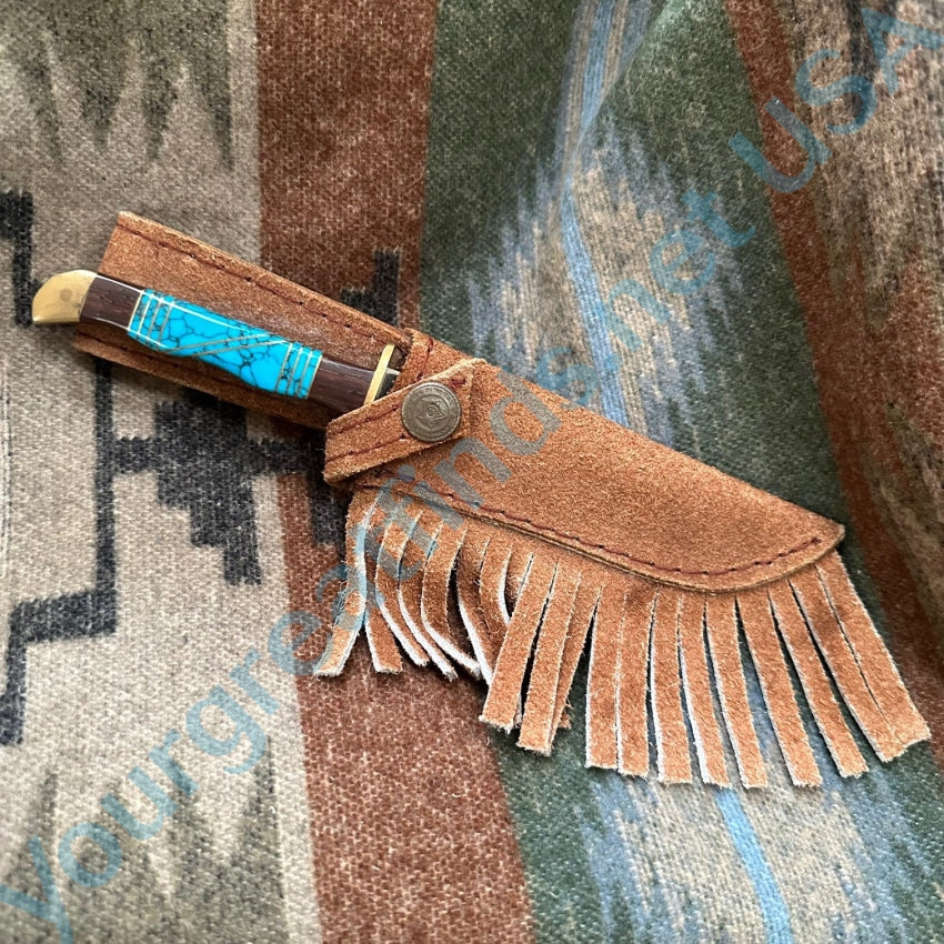 Navajo Bowie Knife Turquoise Wood Handle Doris Yazzie