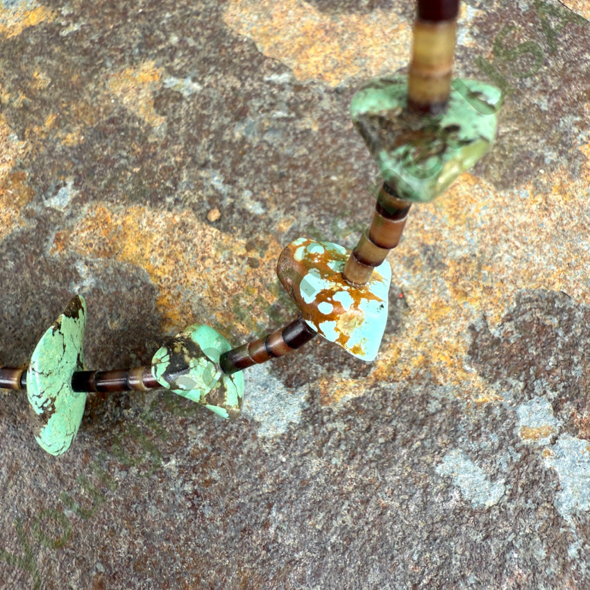 Navajo Choker Necklace Brown Heishi & Turquoise Nuggets choker necklace