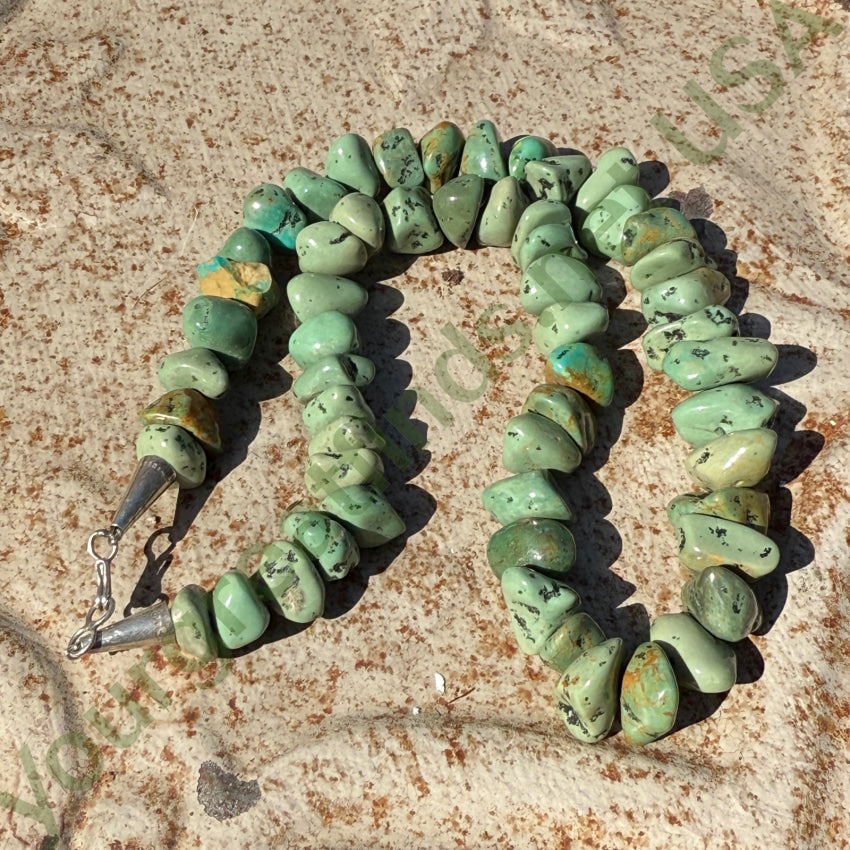 Navajo Chunky Green Turquoise Nugget Necklace necklace