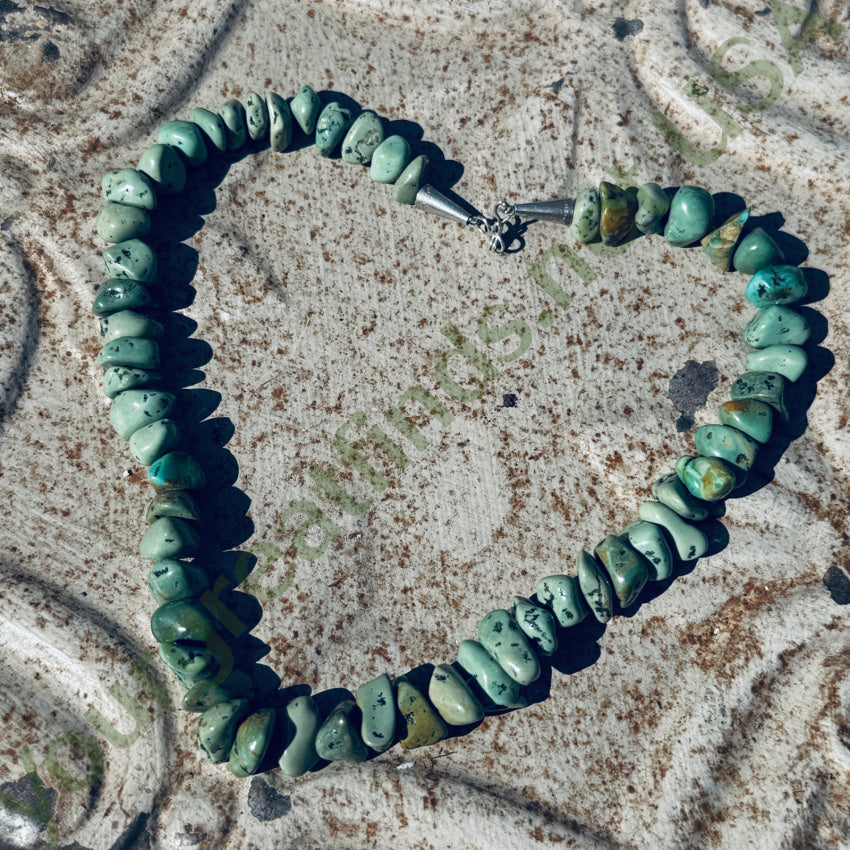 Navajo Chunky Green Turquoise Nugget Necklace necklace