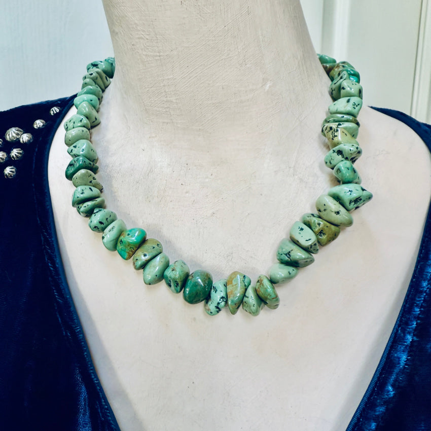 Navajo Chunky Green Turquoise Nugget Necklace necklace