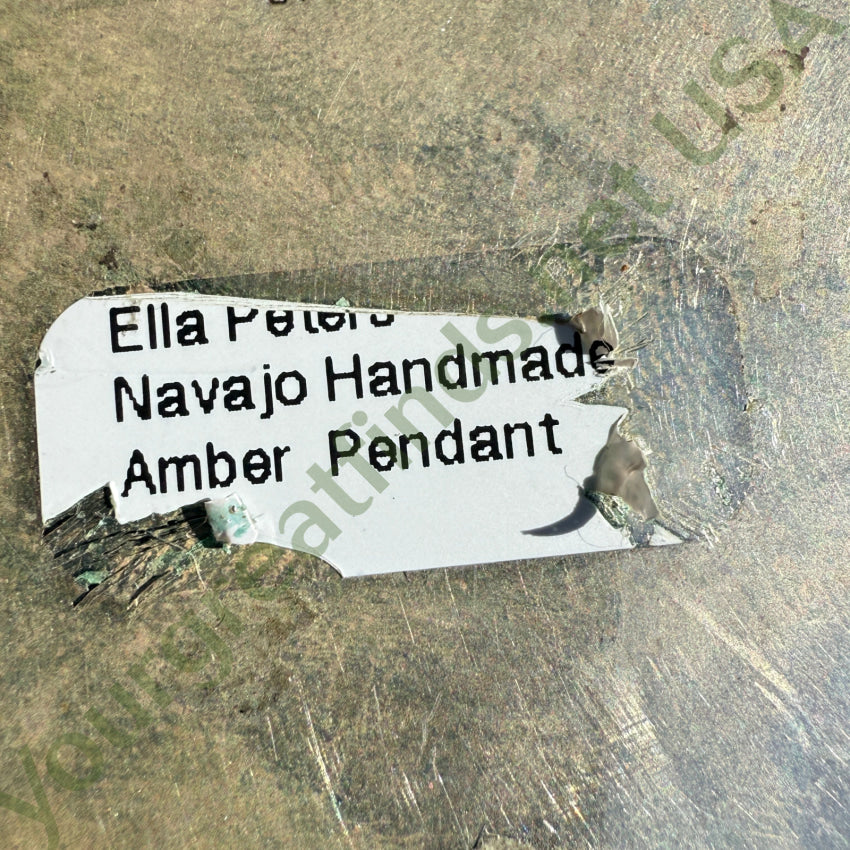 Navajo Ella Peter Sterling Silver & Amber Large Cross Enhancer Pendant pendant