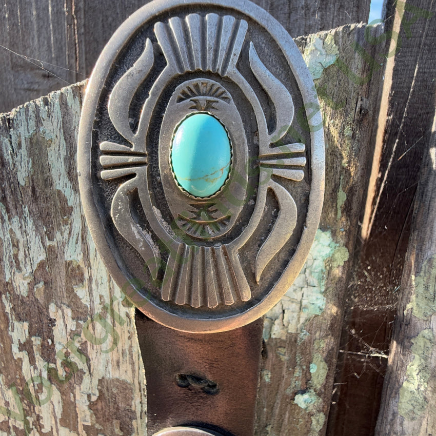 Navajo Emerson Kinzel Sterling Silver Overlay Turquoise Concho Belt Concho Belt