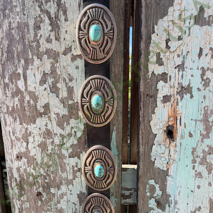 Navajo Emerson Kinzel Sterling Silver Overlay Turquoise Concho Belt Concho Belt