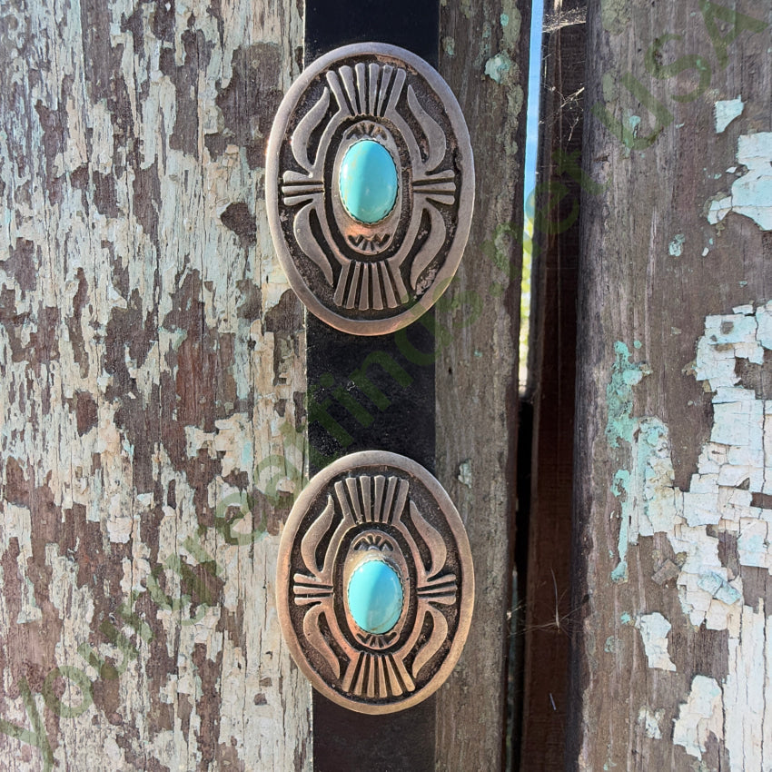 Navajo Emerson Kinzel Sterling Silver Overlay Turquoise Concho Belt Concho Belt