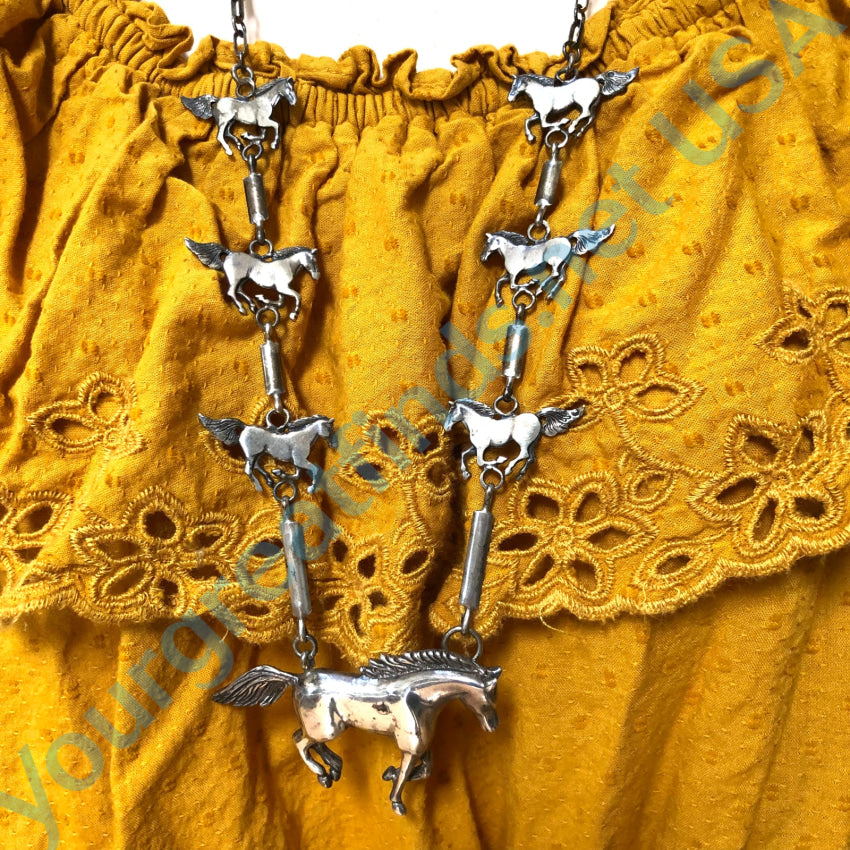 Navajo Glenn & Irene Sandoval Wild Horse Sterling Silver 925 Necklace Necklaces