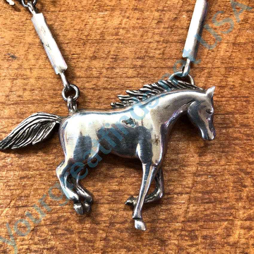 Navajo Glenn & Irene Sandoval Wild Horse Sterling Silver 925 Necklace Necklaces