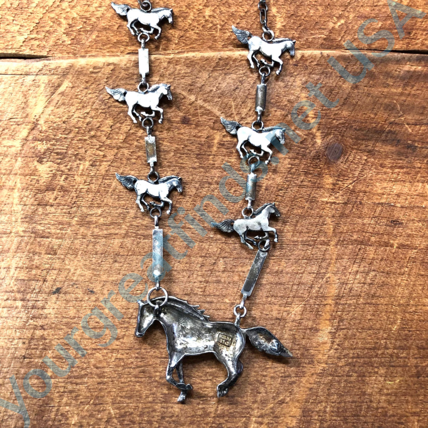 Navajo Glenn & Irene Sandoval Wild Horse Sterling Silver 925 Necklace Necklaces