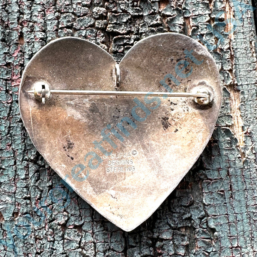 Navajo Joan Slifka Stamped Heart Sterling Silver Pendant Pin Pin/Pendant